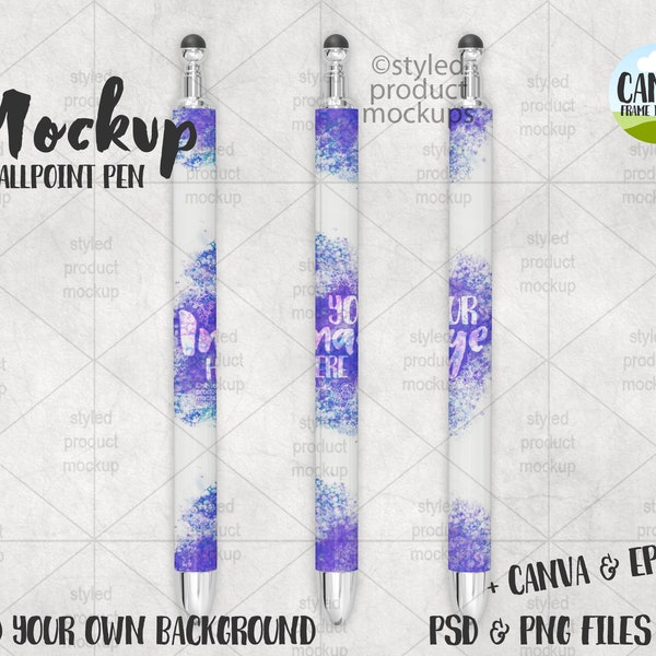 Dye Sublimation ballpoint pen Mockup | Add your own image and background | canva frame mockup