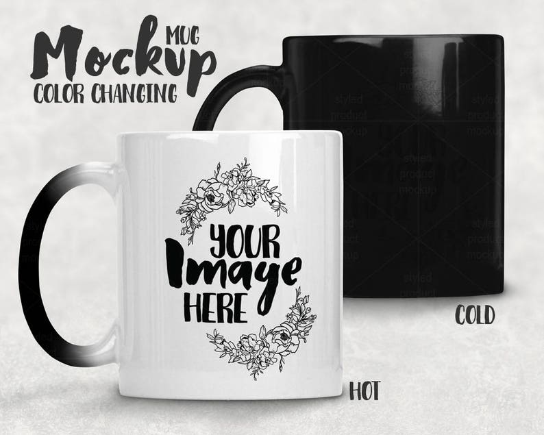 Color changing coffee mug template mockup Dye Sublimation