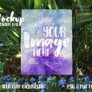 Hanging Garden Flag Mockup Template | Add your own image and background