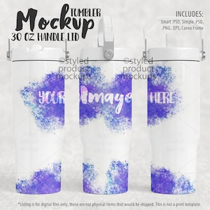 30oz tumbler Mockup | Dye sublimation 30oz tumbler with swing handle lid mockup | Add your own image and background