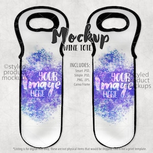 Double sided wine tote mockup template | Add your own image and background