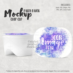 party favor potato chip cup label mockup | Add your own image and background | Canva frame mockup