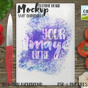 Dye sublimation chinchilla finish cutting board Mockup | Add your own image and background | canva frame mockup