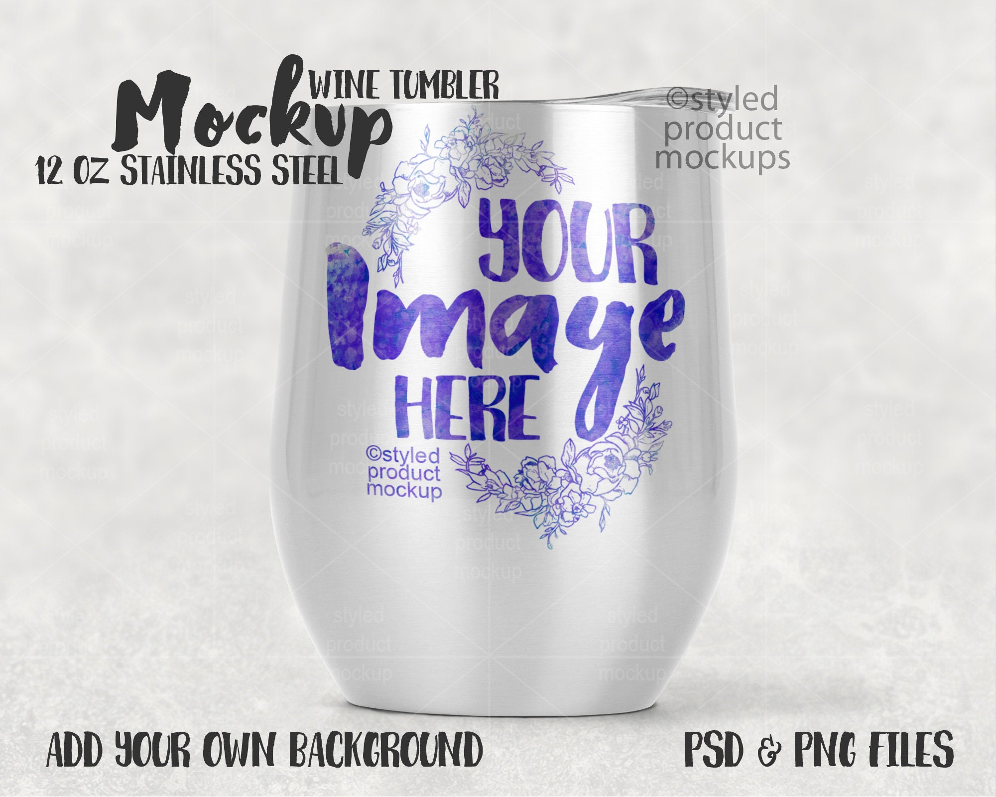 Dye sublimation 12 oz stainless steel wine tumbler mockup | Etsy
