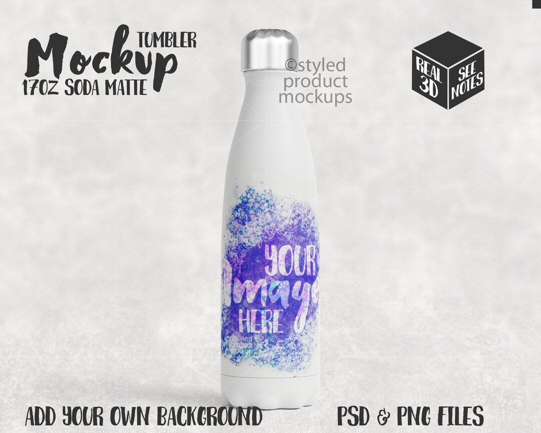 Dye Sublimation 17oz Soda Bottle Shaped Tumbler Mockup Add Your Own