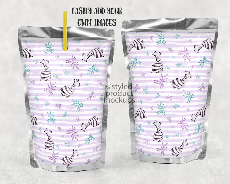 Download Juice pouch label sticker mockup Add your own image and | Etsy