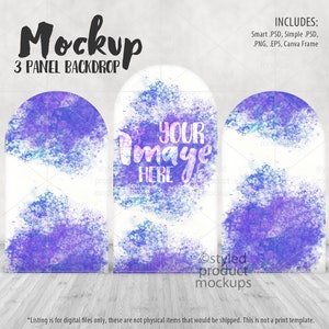 Three panel party backdrop trio display Mockup | Add your own image and background