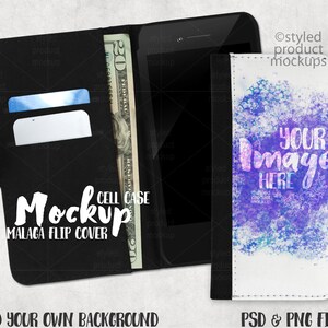 Dye sublimation Malaga flip open phone case mockup | Add your own image and background