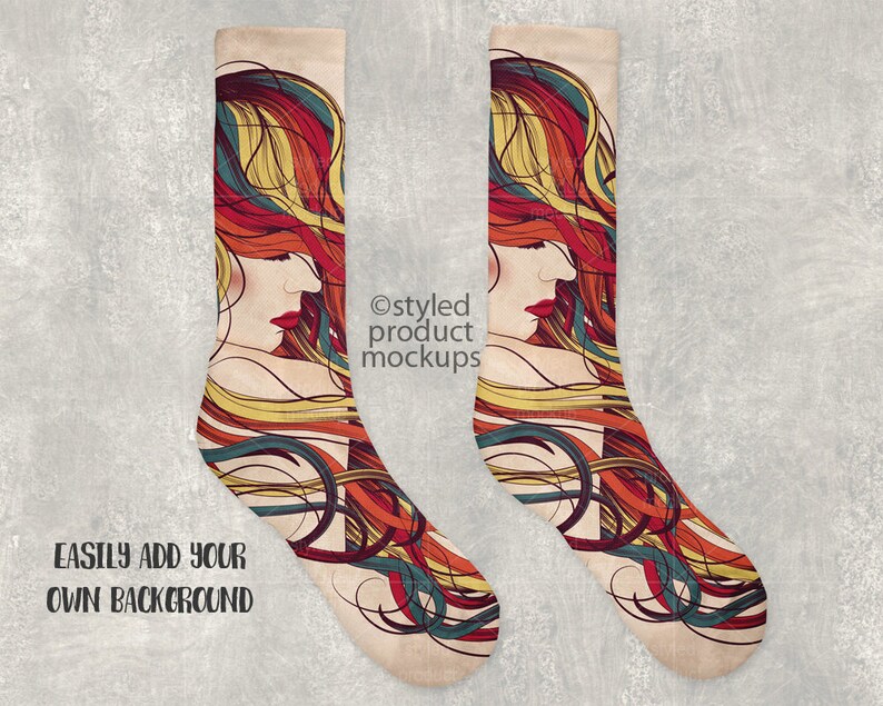 All white sublimation sock mockup template Add your own ...