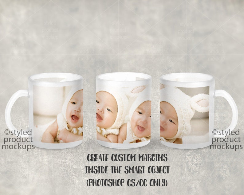 Download 11 oz sublimation frosted glass mug template mockup with ...