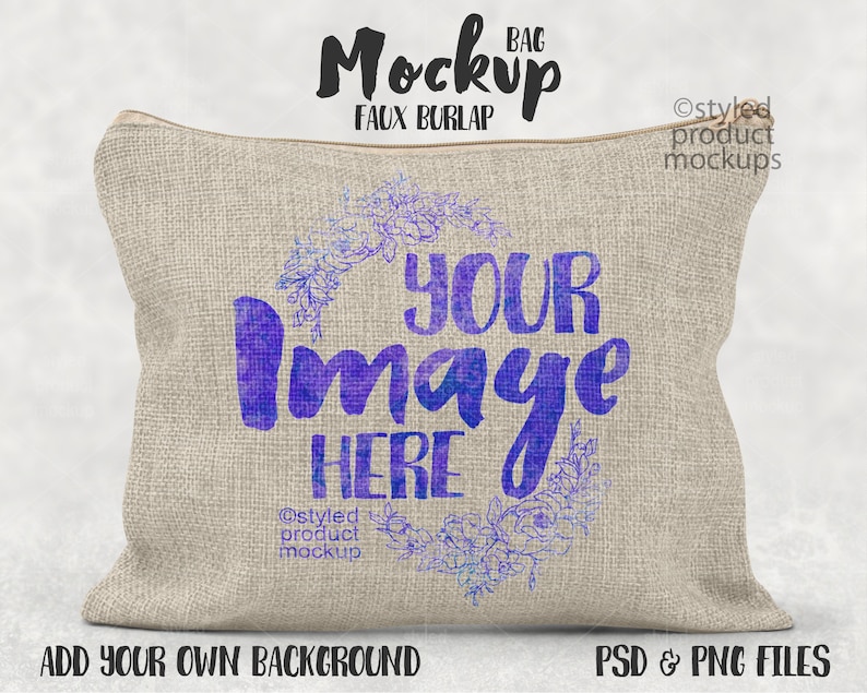 Download Dye sublimation faux burlap cosmetic bag mockup template ...