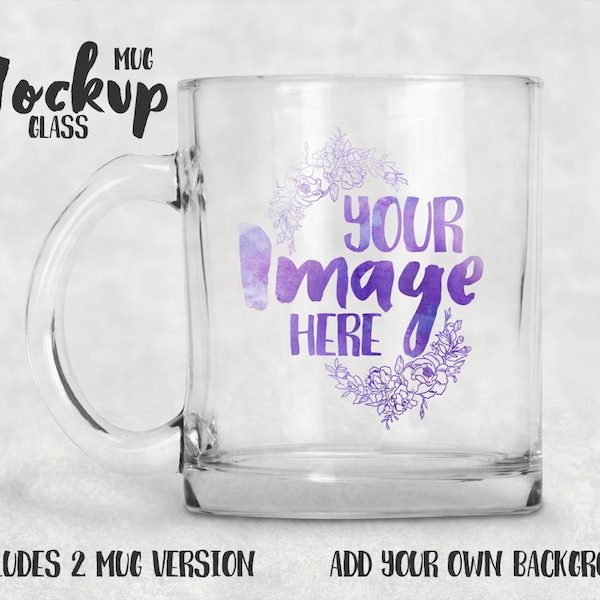 11oz clear glass mug template mockup | Add your own background
