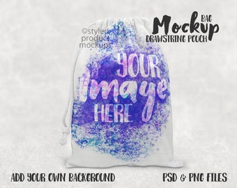 Dye sublimation drawstring pouch Mockup | Add your own image and background