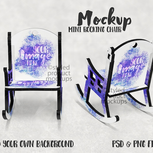 Dye sublimation memorial mini rocking chair Mockup | Add your own image and background