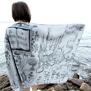 The Marauder's Map Hogwarts Harry Potter Scarf - Gray