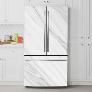 Fridge Wrap Side by Side Top Bottom French Door Vinyl Mural Removable Marble 149