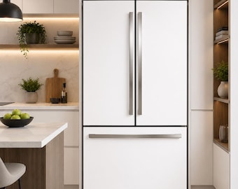 Matte Weiß Kühlschrank Wrap - Kühlschrank Abdeckung Schälen und Stick - Küchengeräte Makeover Vinylfolie - Selbstklebende Aufkleber Rolle