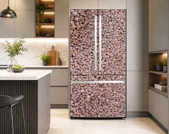 Blocks Fridge Wrap | Stone Pattern Refrigerator Vinyl | Kitchen Decor