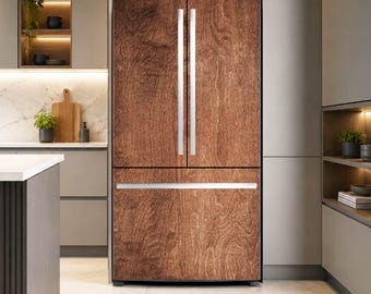 Wood Grain Fridge Wrap, Peel & Stick Refrigerator Decal, Modern Kitchen Makeover #33