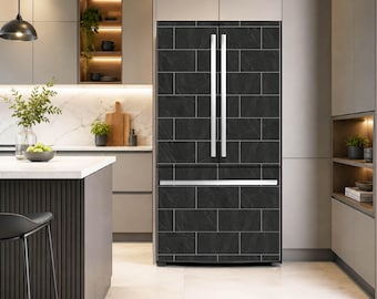 Stone Block Refrigerator Wrap | Self Adhesive Fridge Cover | Home Decor
