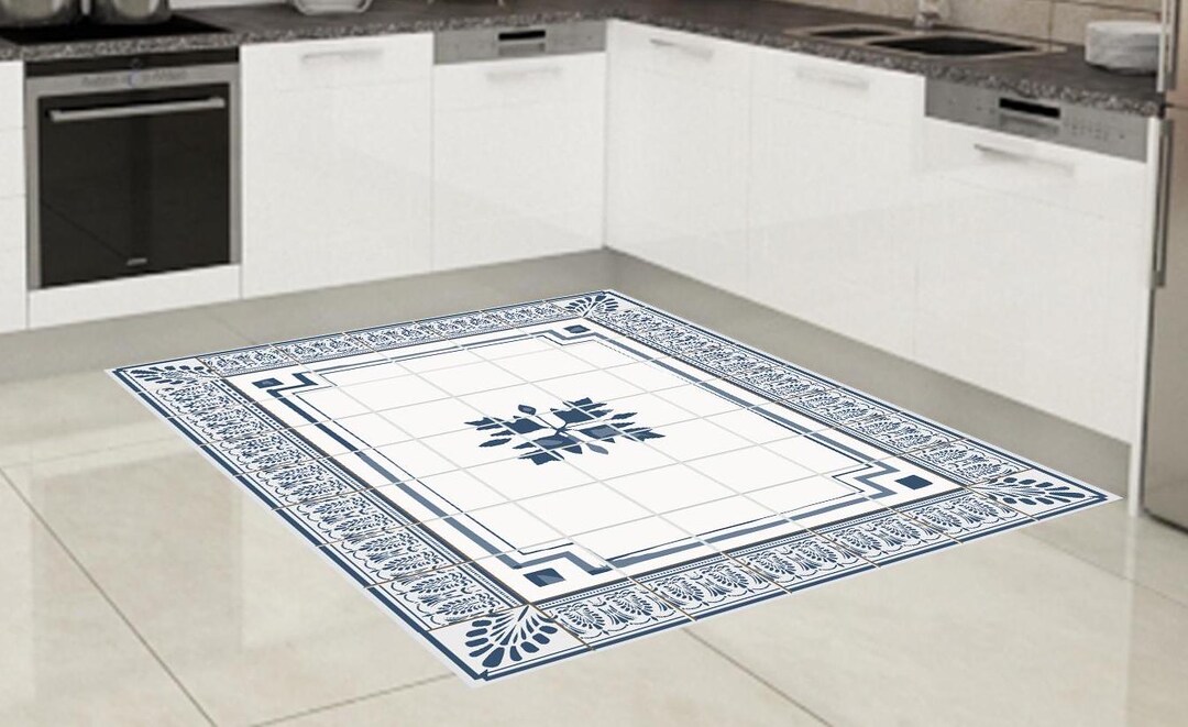 Vinyl Rug Mat Vinyl Floor Mat, Vinyl Rug, Living Room Rug, Kitchen Mat, Tiles, Floral ...