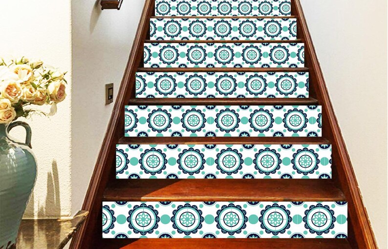 Stair Riser Decals - 15 Peel and Stick Strips, Decorative Stair ...
