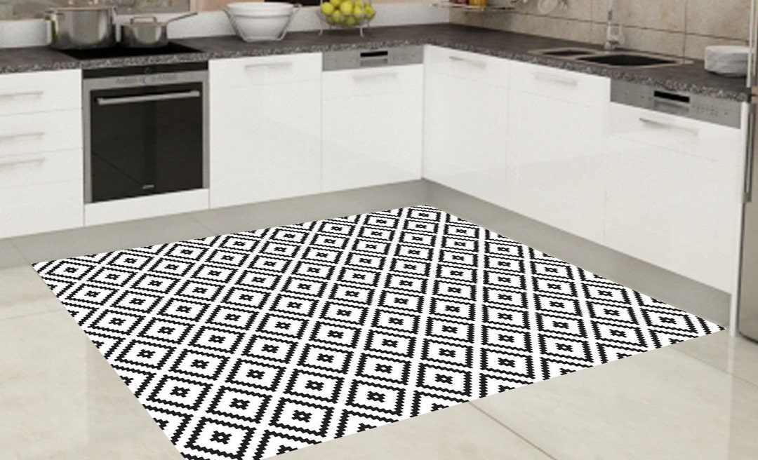 Kitchen Rug Vinyl Floor Mat Bath Linoleum Rug Accent Rug Area Etsy