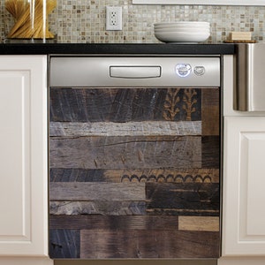 Rustic Wood Dishwasher Magnet Cover: Kitchen Decoration