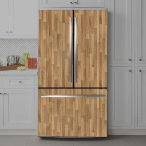 Wood Fridge Wrap Vinyl Decal: Self-Adhesive Refrigerator Skin