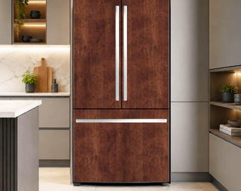 Wood Grain Fridge Wrap, Peel & Stick Refrigerator Decal, Modern Kitchen Makeover #45