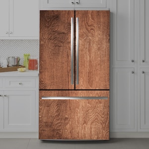 Holz-Kühlschrank-Aufkleber: Schälen und Aufkleben