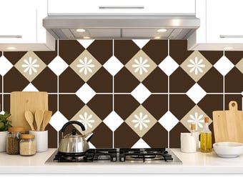 Tile Stickers Self Adhesive Vinyl for Kitchen/Bathroom Backsplash Peel & Stick Home Decor | pack x 24 | V39