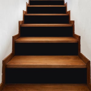 Black Stair Riser Decals: Peel & Stick Vinyl Strips 47 Inches, Set of 15