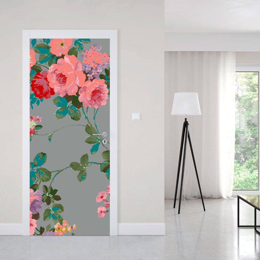 Floral Simile Door Wrap Self Adhesive Vinyl Door Mural Peel & Etsy