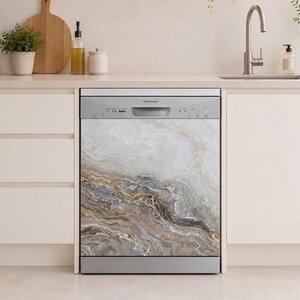 Marble Dishwasher Cover Magnet or Vinyl Kitchen Decor Peel and Stick Appliance Wrap Waterproof Removable image 2