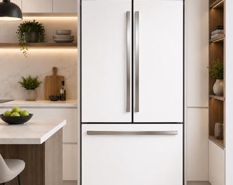 Matte White Fridge Wrap, Peel & Stick Vinyl Decal for French Door Refrigerator