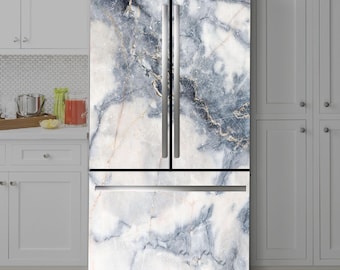 Marble Fridge Wrap Vinyl Decal: Self-Adhesive Refrigerator Skin