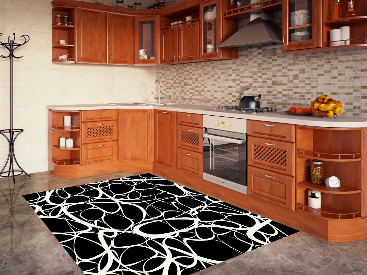 Kitchen rug linoleum rug vinyl floor mat area rug Etsy
