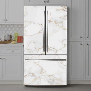 Marble Fridge Wrap Vinyl Decal: Self-Adhesive Refrigerator Skin