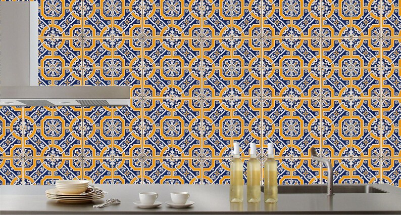 Packung mit 24 Stück spanische FliesenAufkleber für Küche | Etsy