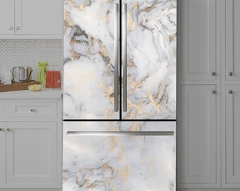 Marble Fridge Wrap Vinyl Decal: Self-Adhesive Refrigerator Skin