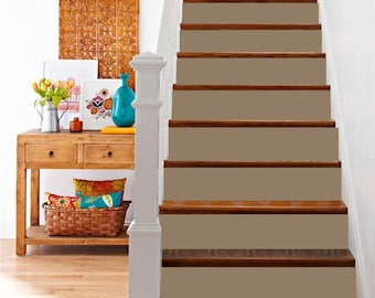 Beige Stair Riser Stickers | Peel and Stick Decals | Waterproof Vinyl | Removable Staircase Decor | Set of 5