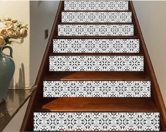 15 Stair Riser Decals Peel and Stick Vinyl, Removable Stairway Mural, Waterproof Decals