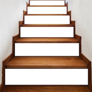 White Stair Riser Decals: Peel & Stick Vinyl Strips 47 Inches, Set of 15