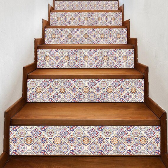 10 Strips Stair Riser Decals: Peel Stick Vinyl Strips 47 Inches