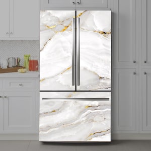 Marble Fridge Wrap Vinyl Decal: Self-Adhesive Refrigerator Decor