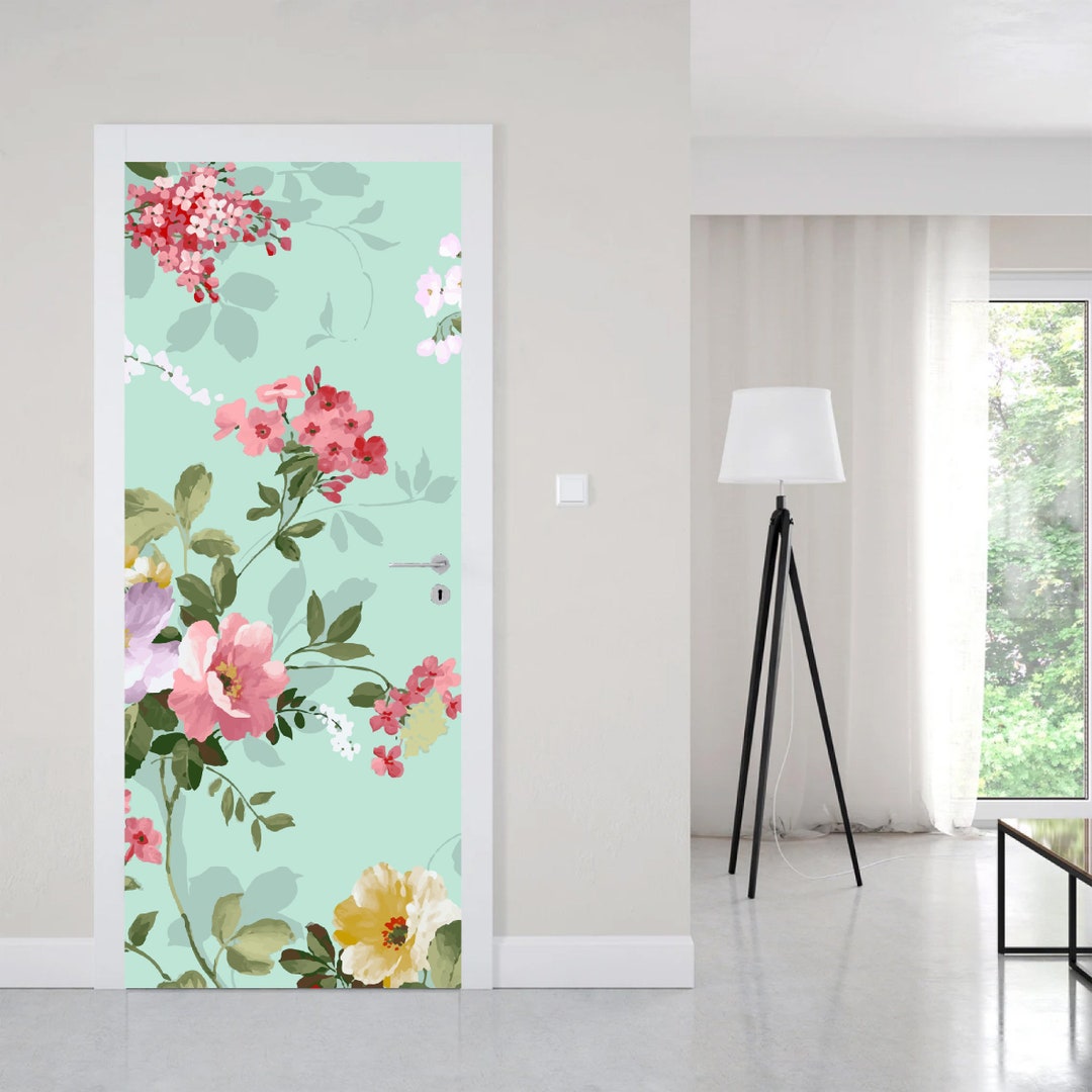 Floral Simile Door Wrap Self Adhesive Vinyl Door Mural Peel & Etsy