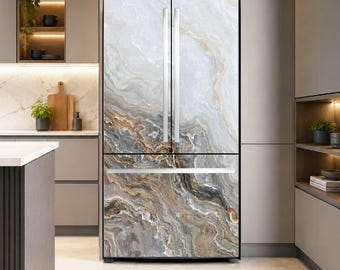 Fridge Wrap Vinyl Decorative, Side by Side, French Door, Top Bottom, Peel & Stick Mural, Refrigerator Decal Sticker #007
