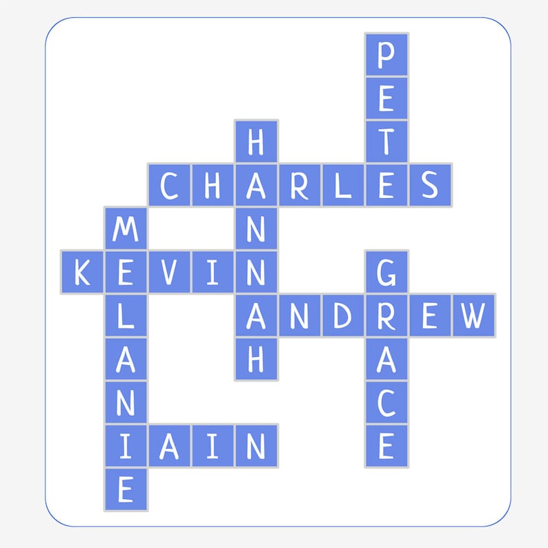 Personalised family names print / custom family crossword / | Etsy