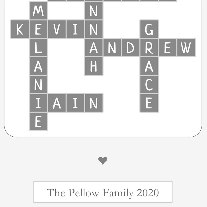 Personalised family names print / custom family crossword / Etsy